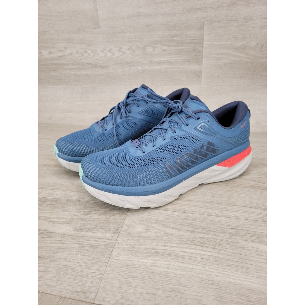 Hoka One One Mens Sz 14 2E Bondi 7 Blue Running Shoes Sneakers Athletic Comfort